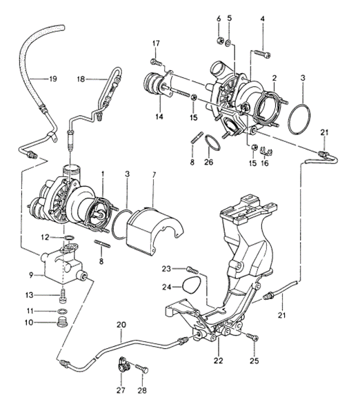Exhaust sealing ring turbo to catalytic converter. Porsche 993 turbo