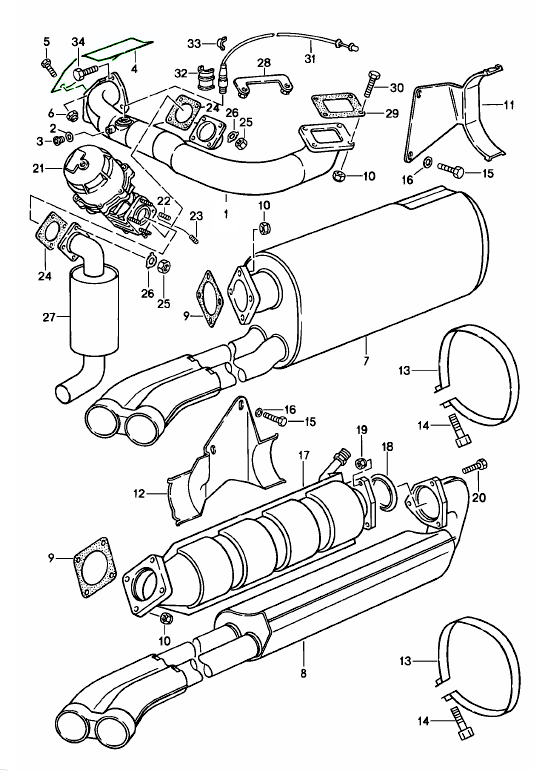 Porsche 965 Exhaust Muffler Heat Shield 93012373100 93011112803/1