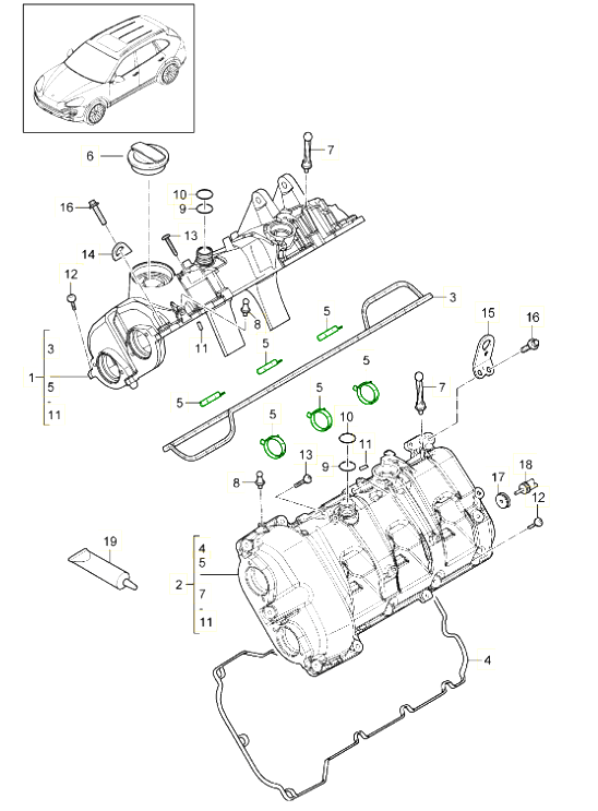 Porsche Cayenne Macan Panamera Gasket for spark plug holes in valve