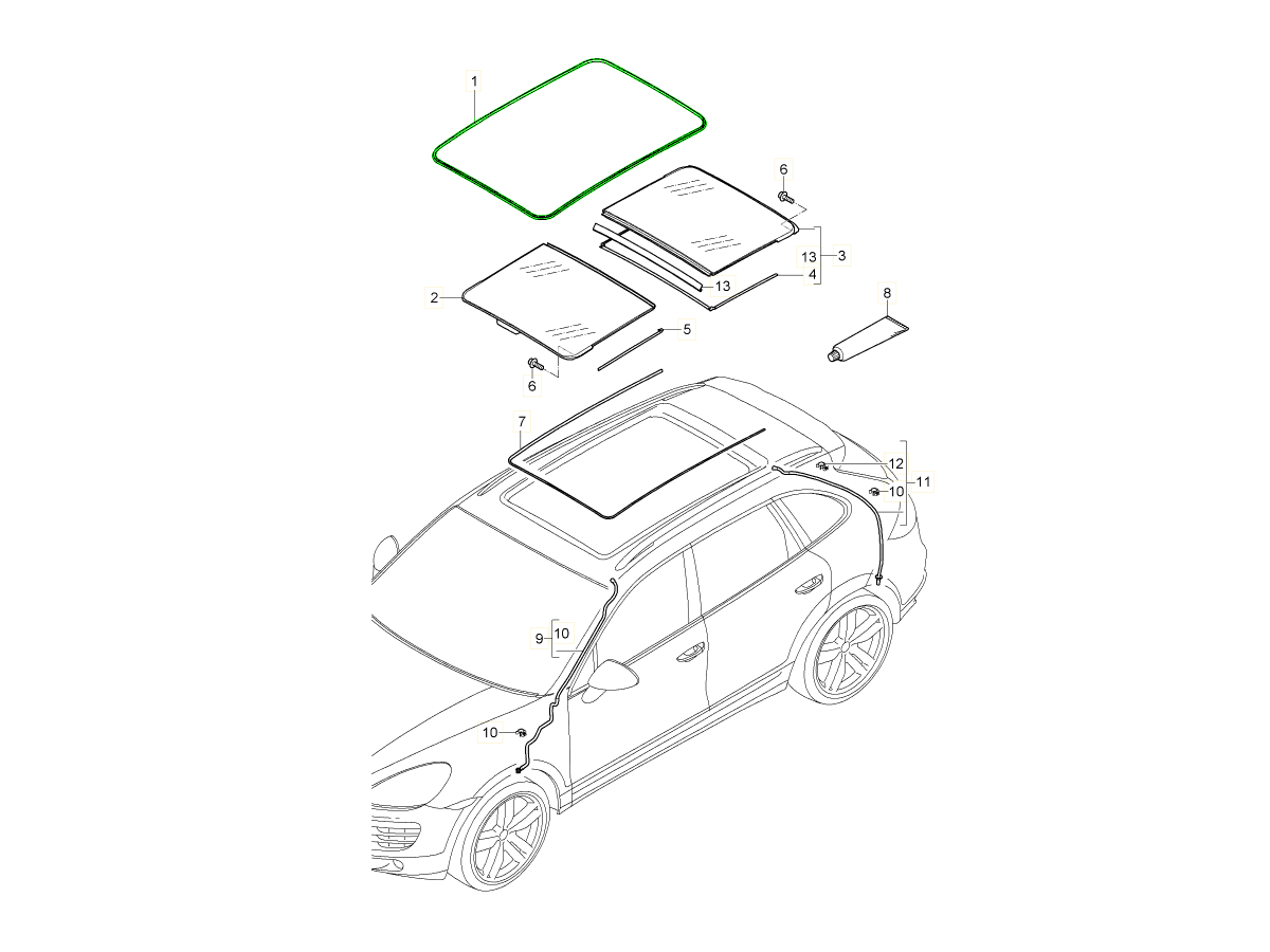 Buy Porsche Cayenne 92A (958) 20102017 Sunroof Seals Design 911
