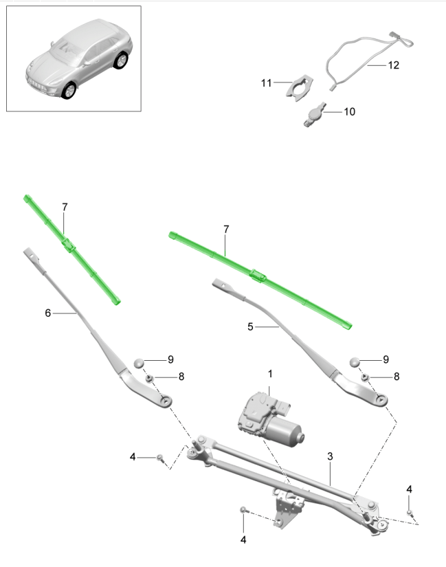 Bosch 3397007298 A298S Porsche 95B998002 Front wiper blade set for